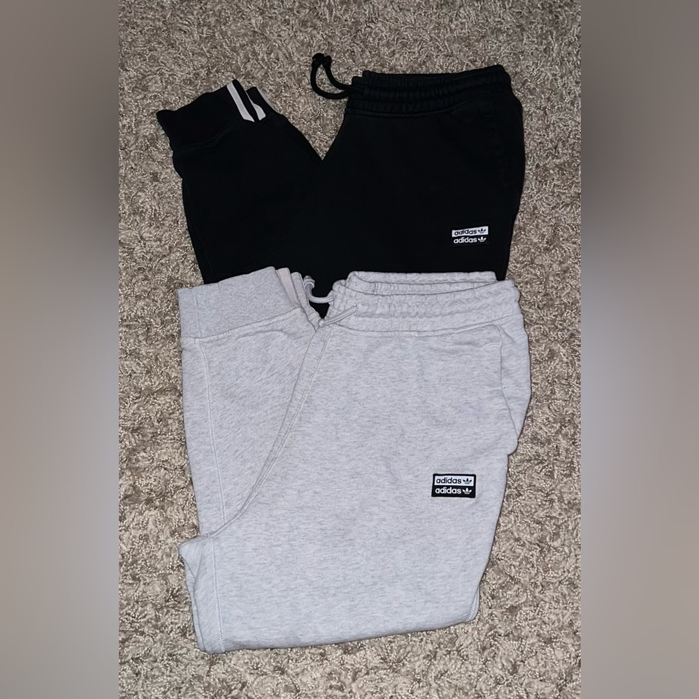 (2) Pair Adidas Athleisure Cropped Cotton Sweatpant Joggers Sz L